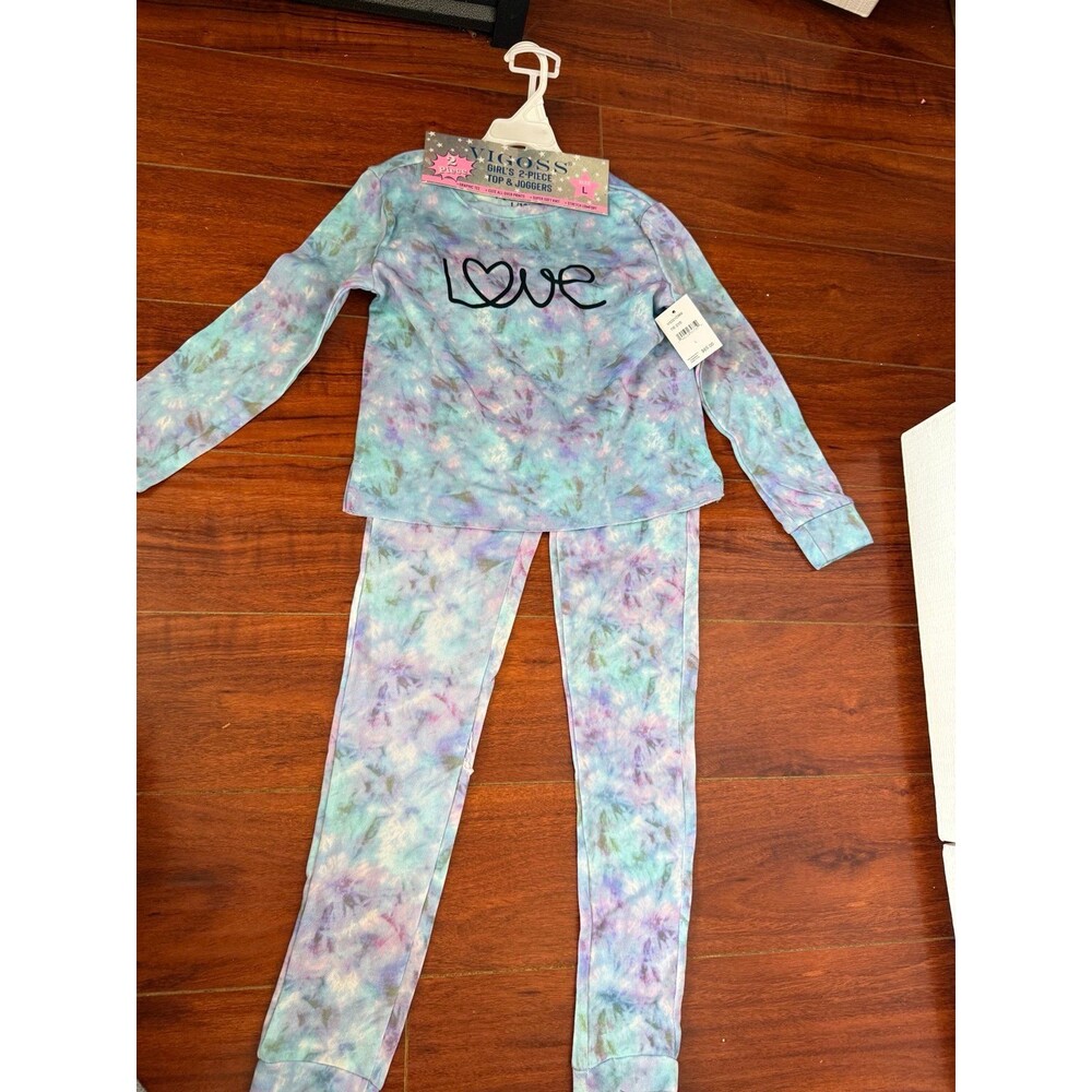 Girls Tie Dye Love Pajama Set L